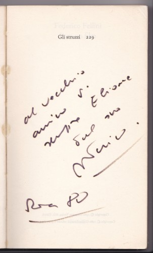 Collezione Garrera: autografo con dedica di Federico Fellini