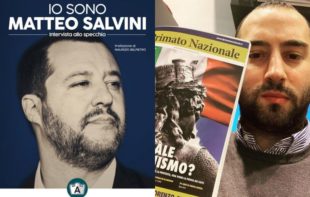Francesco Polacchi con il volume su Salvini curato da Chiara Giannini, che sarà acquistabile a Torino