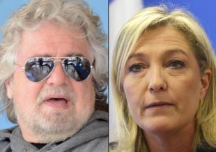 Beppe Grillo e Marine Le Pen