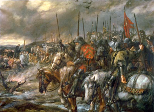 L'esercito inglese all'alba della battaglia di Azincourt in un quadro di Sir John Gilbert (XIX secolo).