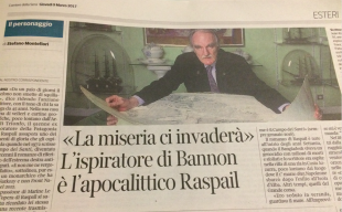 Jean Raspail a pagina 11 del Corriere della Sera in un articolo di Stefano Montefiori
