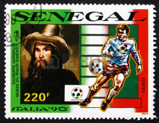 Garibaldi in un francobollo del Senegal per Italia '90