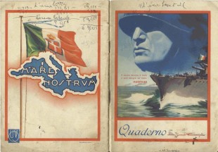 Un quaderno con la bandiera della Marina al tempo di Mussolini