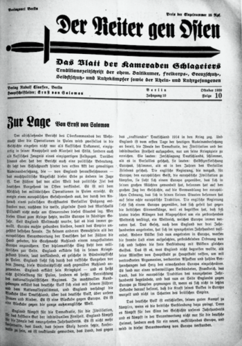 Der Reiter gen Osten, la rivista dei Corpi Franchi, diretta da Ernst von Salomon